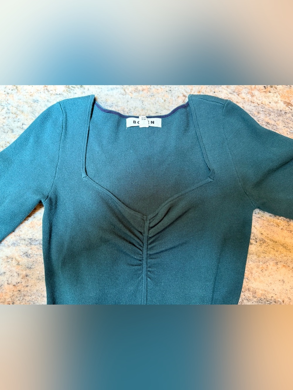Boden Petite Teal Knit Midi Dress US 4P Long Sleeve Tie Waist - Picture 7 of 11